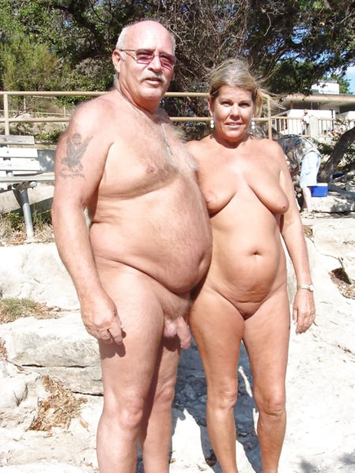 Naked old nudists on the beach