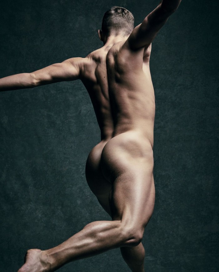 Naked beautiful young men run -in -by -cowers