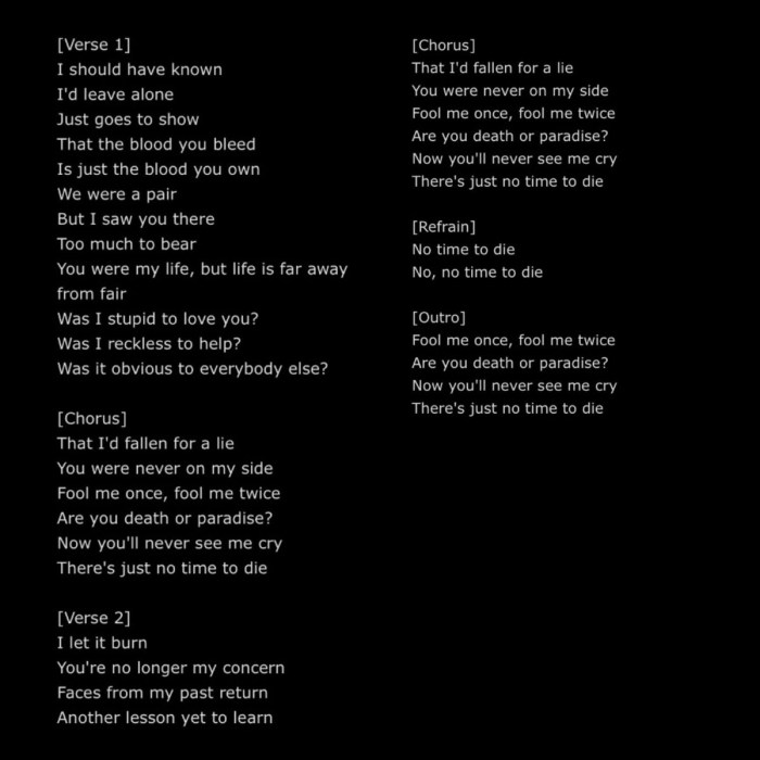 No time to die billie text