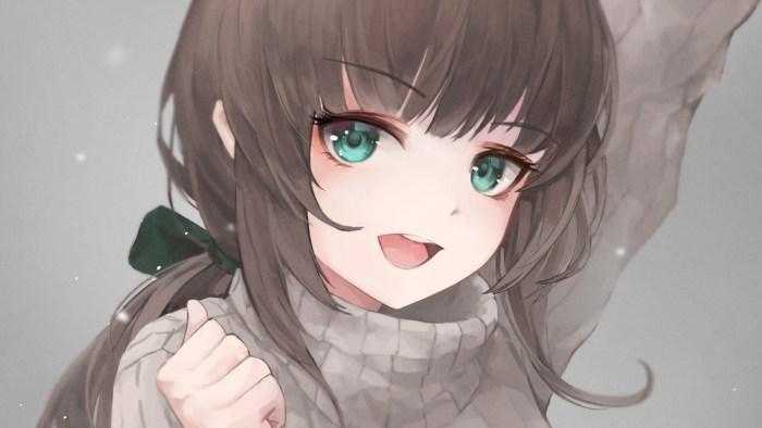 Anime girl with green eyes