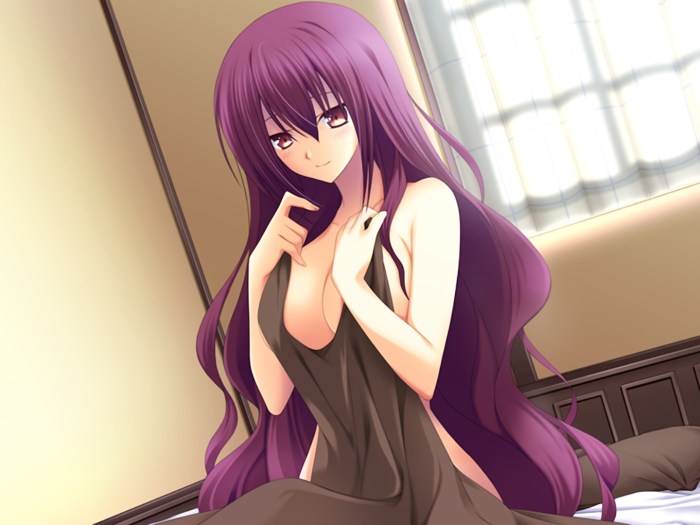 Tian with long purple hair