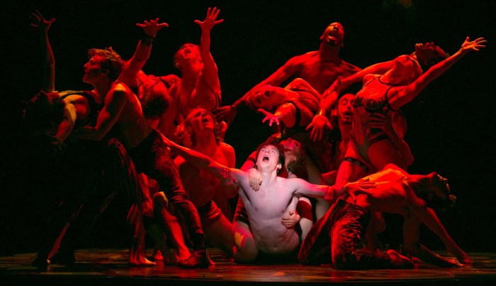 Naked musicians in the theater