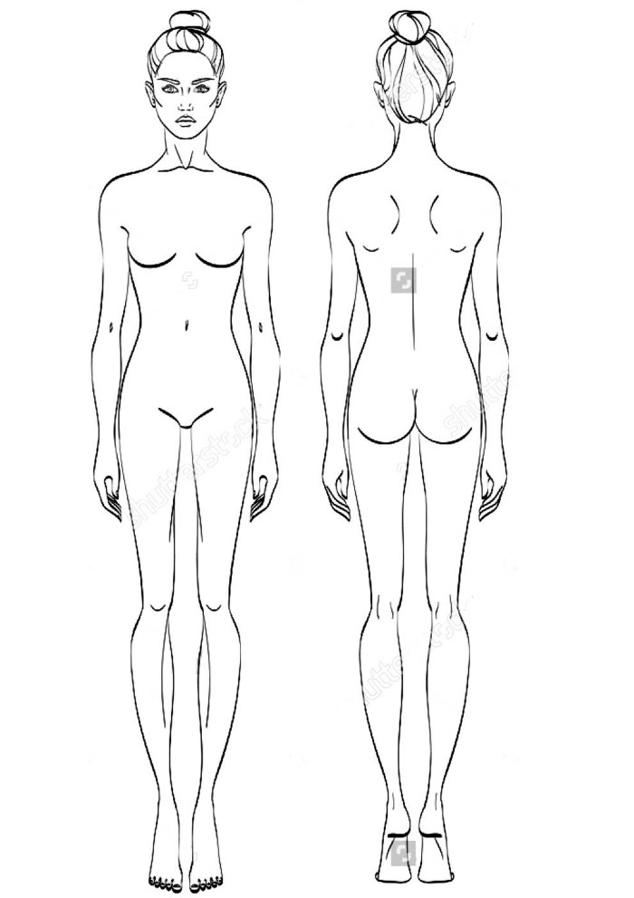 Female figure in front and back