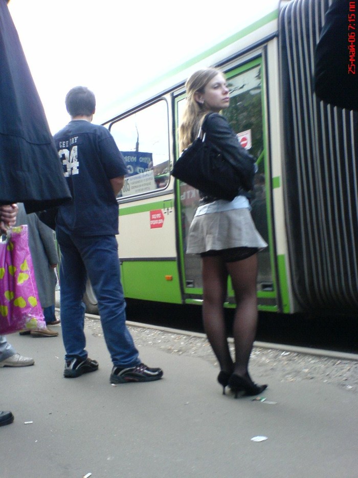 The girl shows a vagina on the street