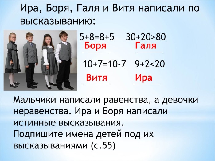 Equality and inequality of the statement