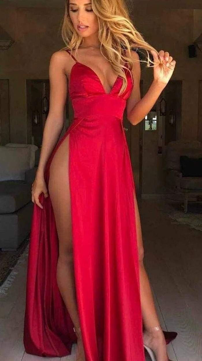 Positing in a brilliant dress
