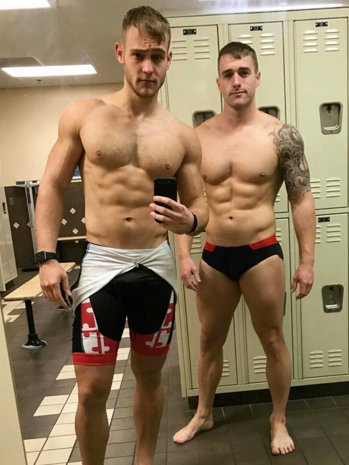 Sports guys in the locker room