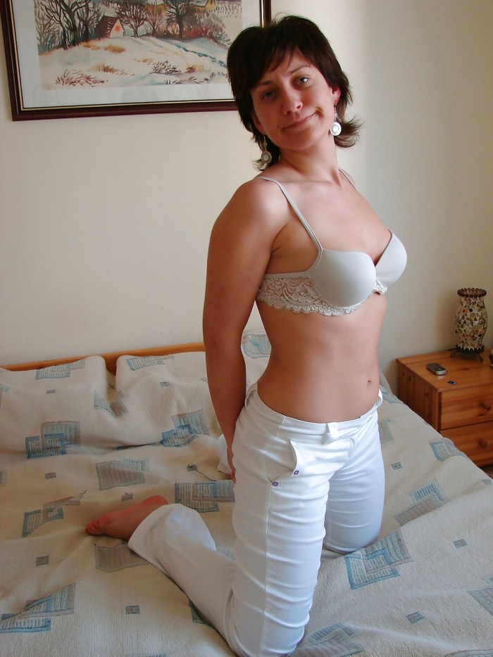 Russian women at home in the bra