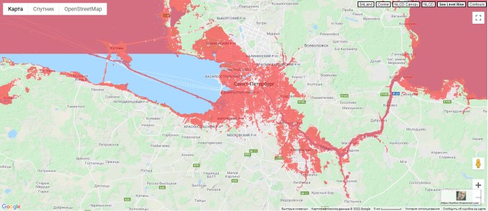 Map of flooding of St. Petersburg
