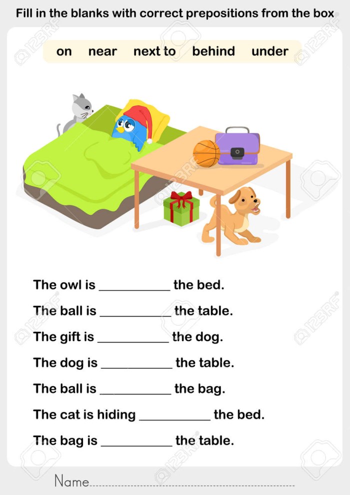 Tasks for prepositions in English grade 3