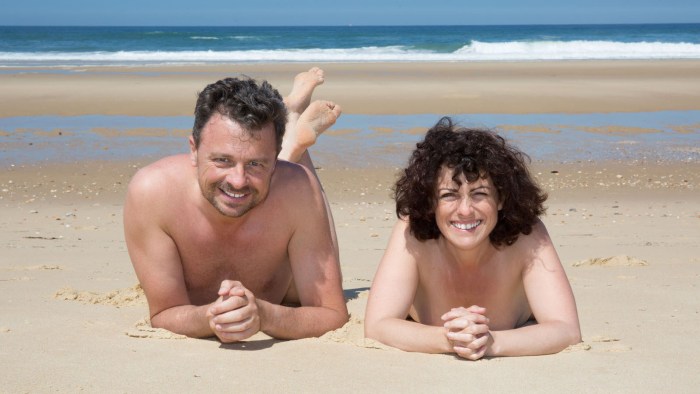 Family couples on the beach