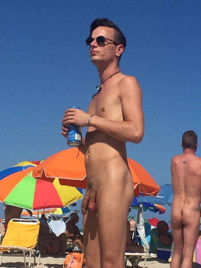 Guys on a nudist beach