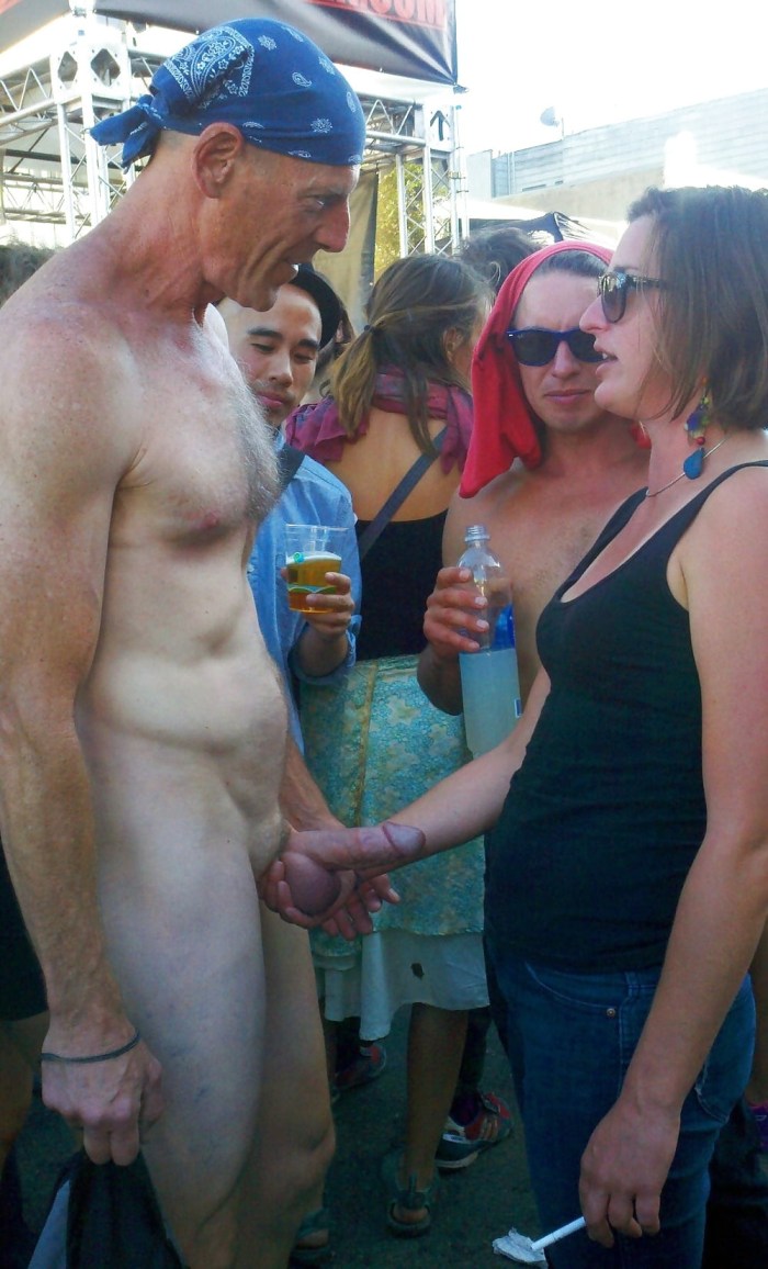 Naked women men in public