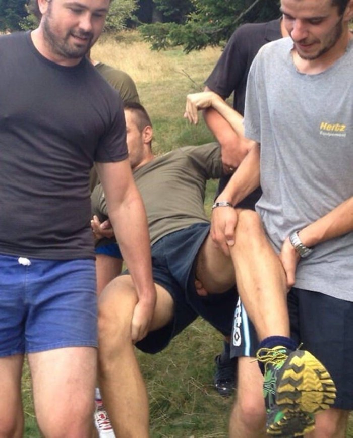 Erection at a nudist party