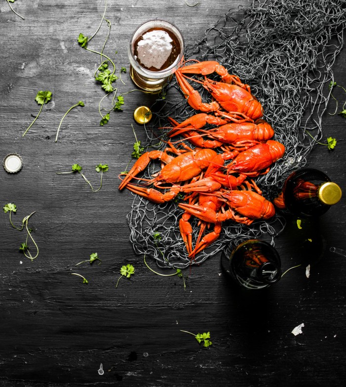 Shrimp for beer on a black background