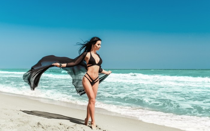 Ksenia Lukyancikova in a swimsuit at sea