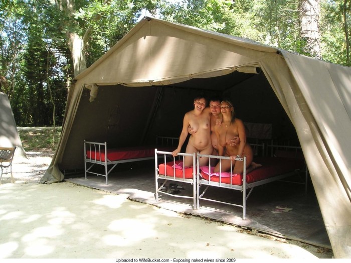 Wife undresses in a tent