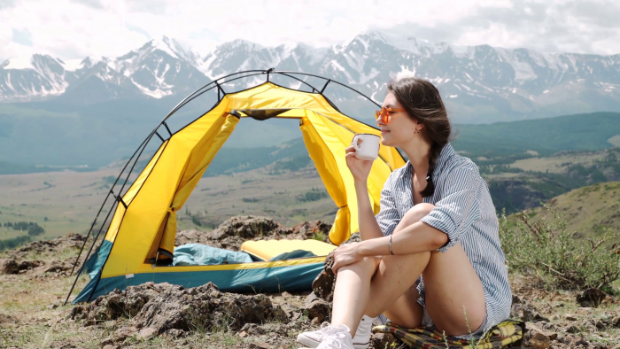 Girl camping