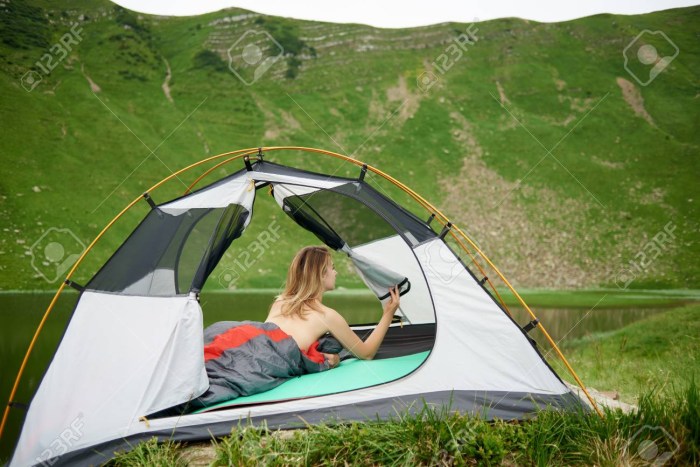 Naked man in a tent