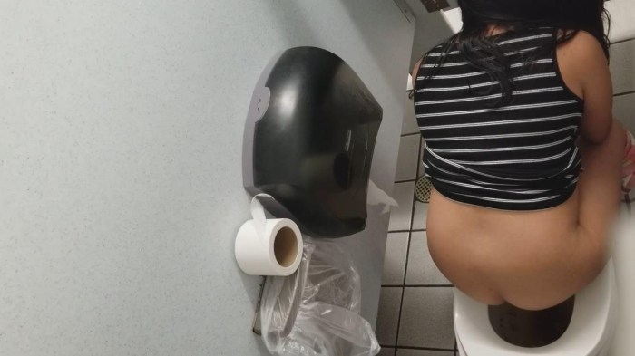 School Girls Comparing Tits Size on the Toilet