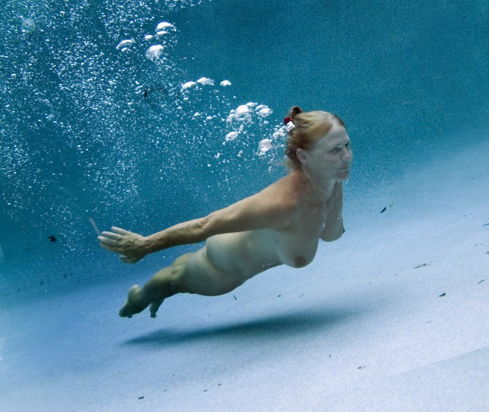Submarine swimming nude