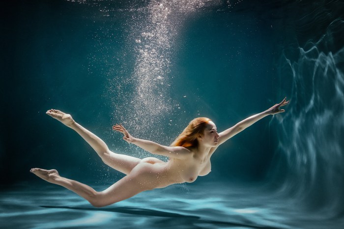 Naked girls in the pool