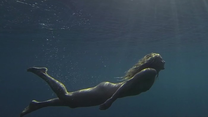Naked girls underwater