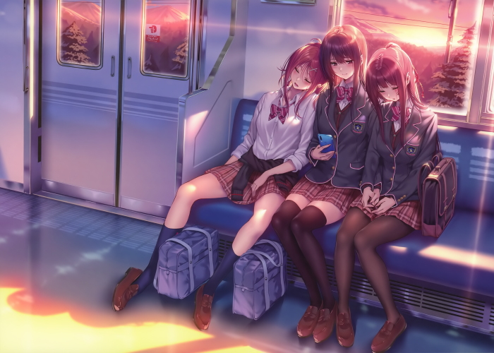 Girl in leggings on the bus
