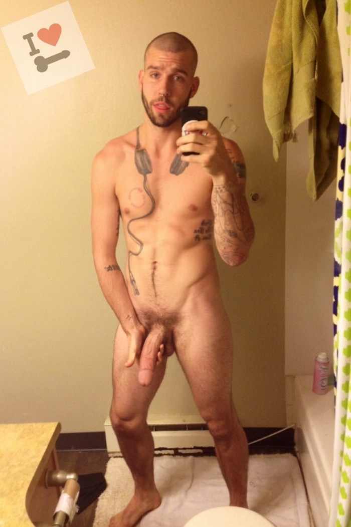 Naked guy at home with little