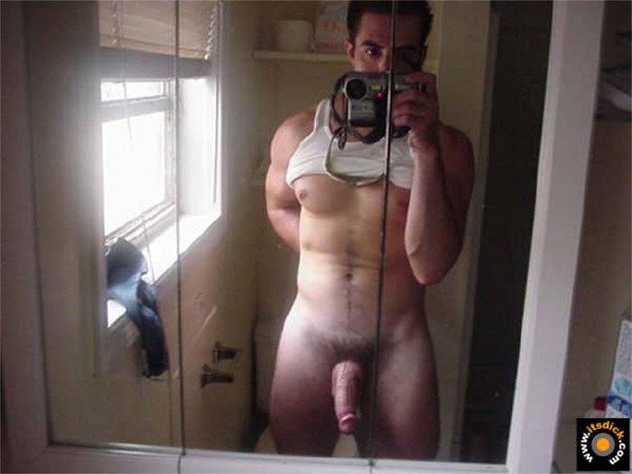 A guy's selfie with a large penis