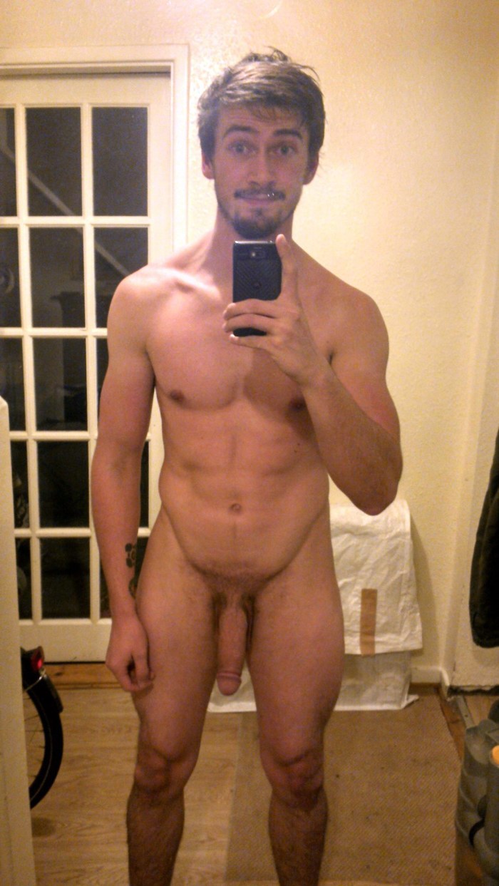 Slim Nude Twink Taking Pictures in the Mirror