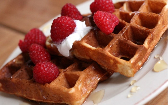 Belgian waffles with berries