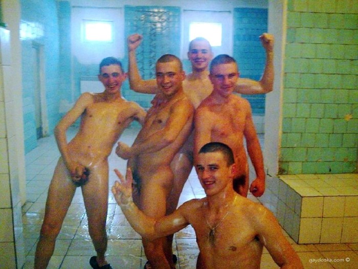 Naked guys in a public bath