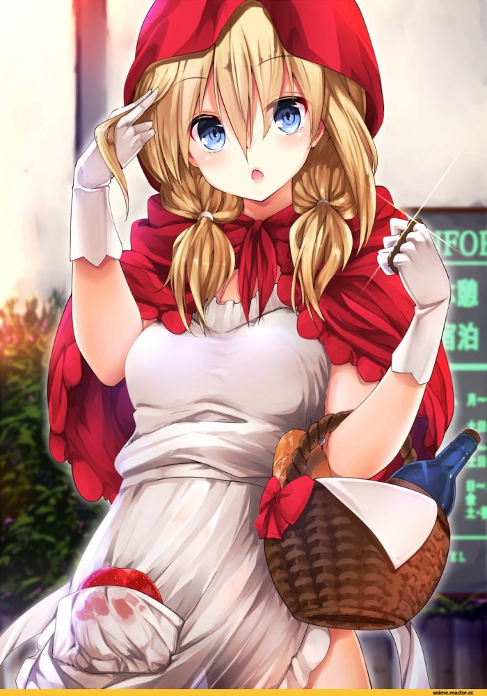 Red hat and wolf illustration