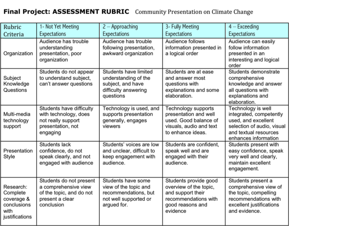 Assessment Rubrics