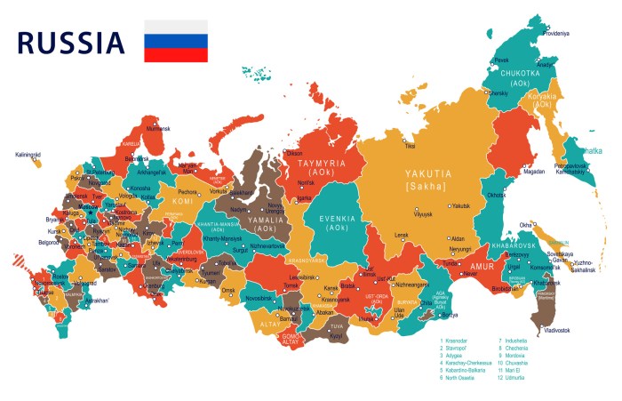 Russian map with regions