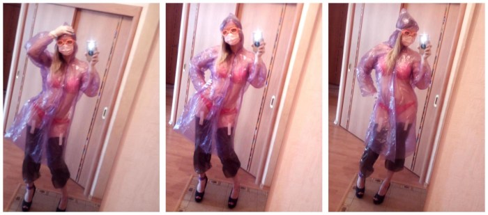 Nurse in a transparent suit