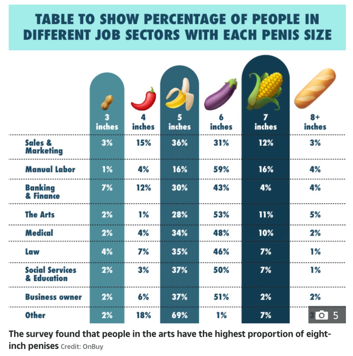 Classification of the size of the penis