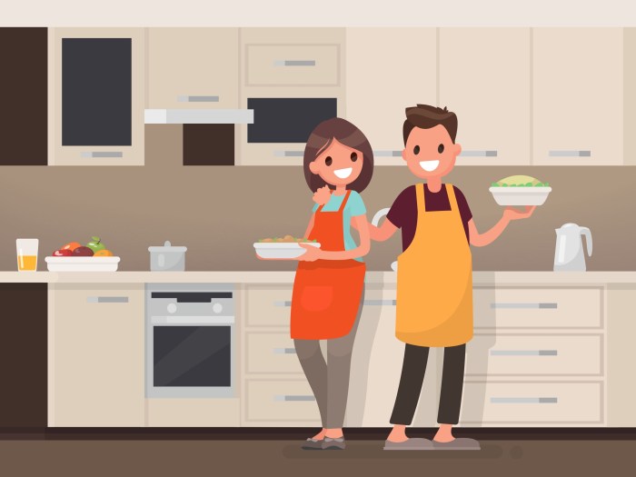 Man in the kitchen drawing