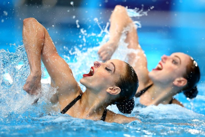 The legs of the swimmers