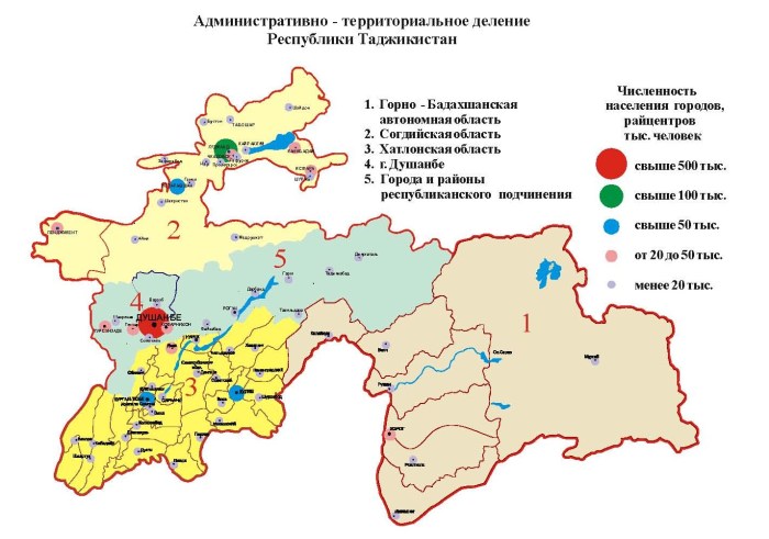 Administrative division of Tajikistan map
