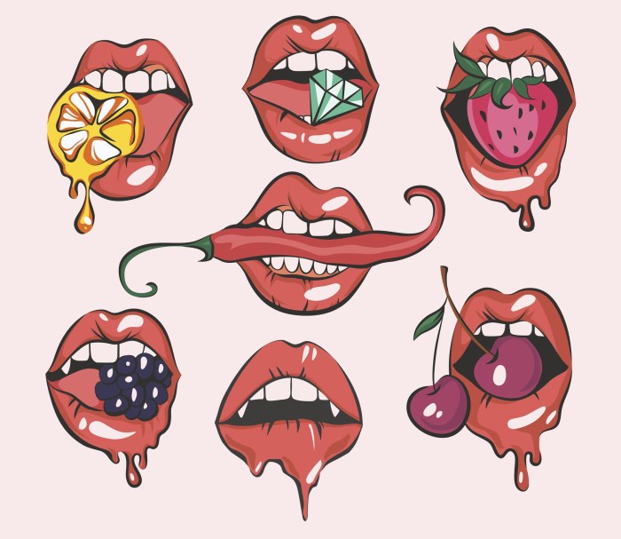 Lips with food for drawing