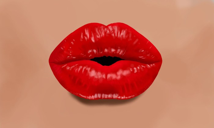 Lips with cherries drawings