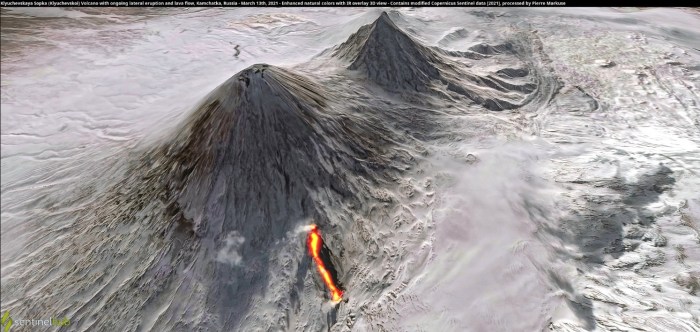 Crater of Klyuchevskoy hill