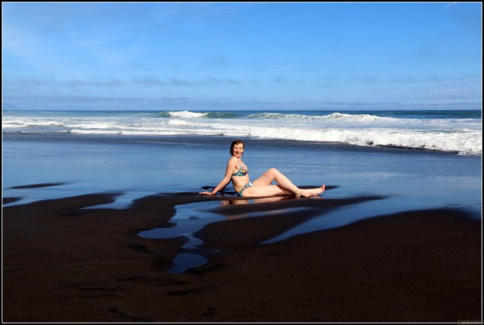 Swimming in Kamchatka in the ocean