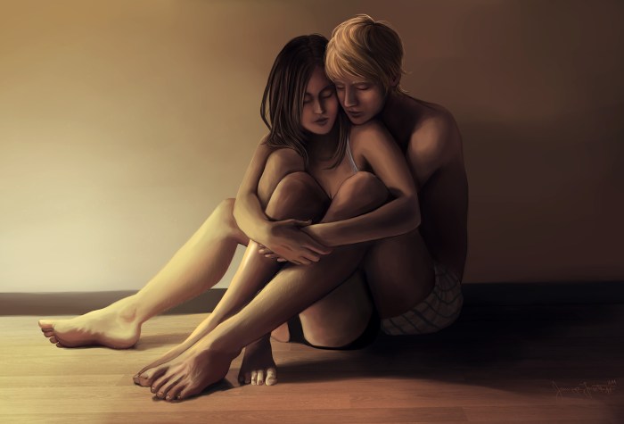 Girls hug