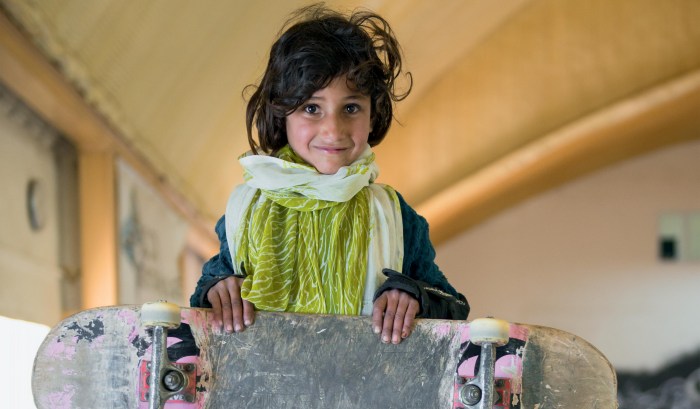 Girl with blue eyes refugees