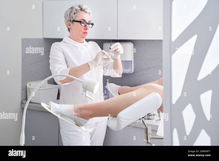 Nurse on a gynecological chair