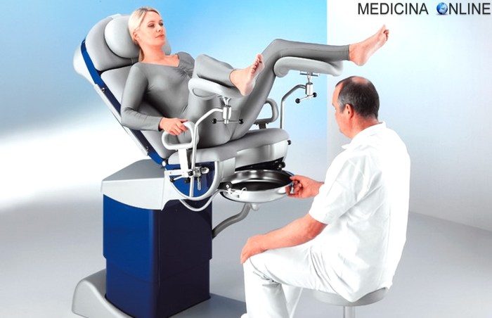 An elderly woman with a gynecologist