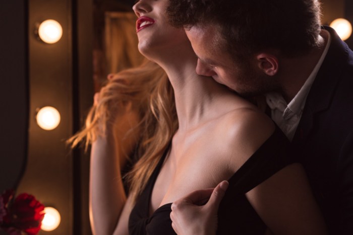 A passionate kiss